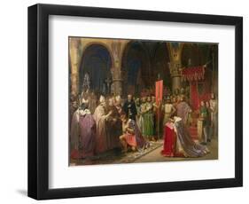 Louis VII (circa 1120-1180) the Young, King of France Taking the Banner in St. Denis in 1147, 1840-Jean Baptiste Mauzaisse-Framed Giclee Print