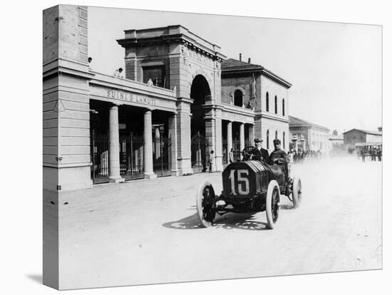 Louis Wagner Driving a Fiat, Coppa Fiorio Motor Race, Bologna, Italy, 1908-null-Stretched Canvas