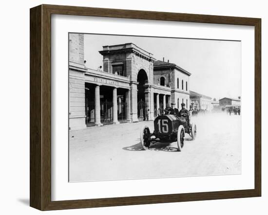 Louis Wagner Driving a Fiat, Coppa Fiorio Motor Race, Bologna, Italy, 1908-null-Framed Photographic Print