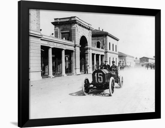 Louis Wagner Driving a Fiat, Coppa Fiorio Motor Race, Bologna, Italy, 1908-null-Framed Photographic Print