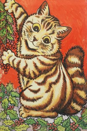 Louis Wain Pet Cat Nightmare Owl Bird Painting 8x10 Real Canvas Giclee Art  Print