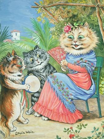 Ms. Tabitha's Cats' Academy, Art Print by Louis Wain at