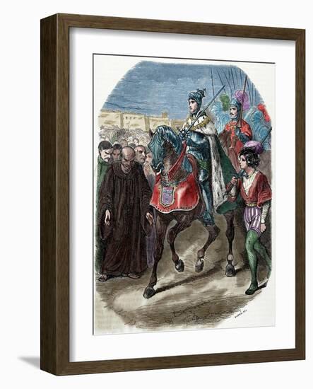 Louis XII (1462-1515) King of France Entering the City of Genoa., 1851. Coloured-Louis Dupre-Framed Giclee Print