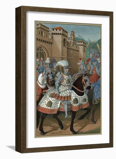 Louis XII, King of France, Riding Out with His Army to Chastise the City of Genoa, 24 April 1507-Jean Marot-Framed Giclee Print