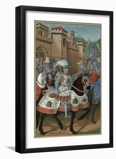 Louis XII, King of France, Riding Out with His Army to Chastise the City of Genoa, 24 April 1507-Jean Marot-Framed Premium Giclee Print