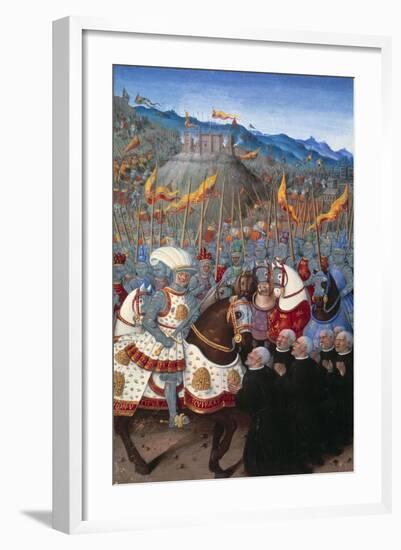 Louis XII Receive Six Genosese Burghers - by Jean Bourdichon-null-Framed Giclee Print