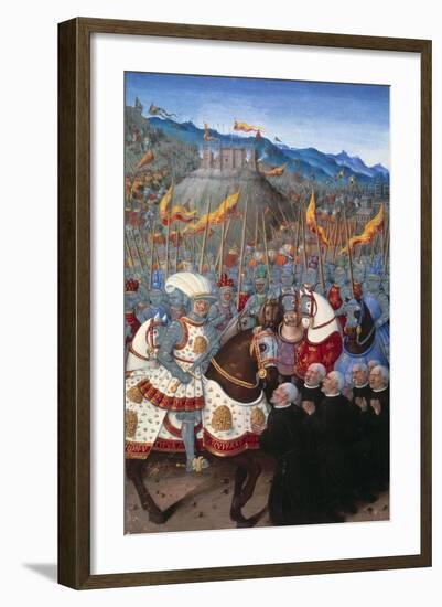 Louis XII Receive Six Genosese Burghers - by Jean Bourdichon-null-Framed Giclee Print