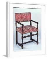 Louis XIII Style Walnut Chair with Twist Turned Arms and Legs, France-null-Framed Giclee Print