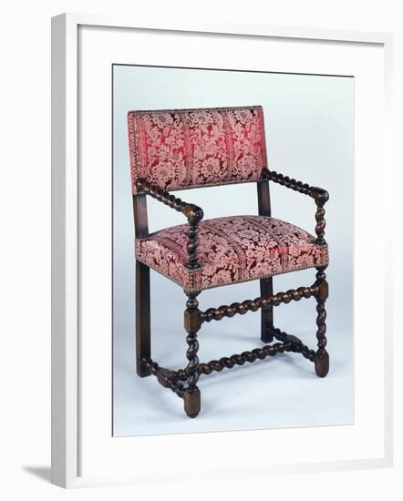 Louis XIII Style Walnut Chair with Twist Turned Arms and Legs, France-null-Framed Giclee Print