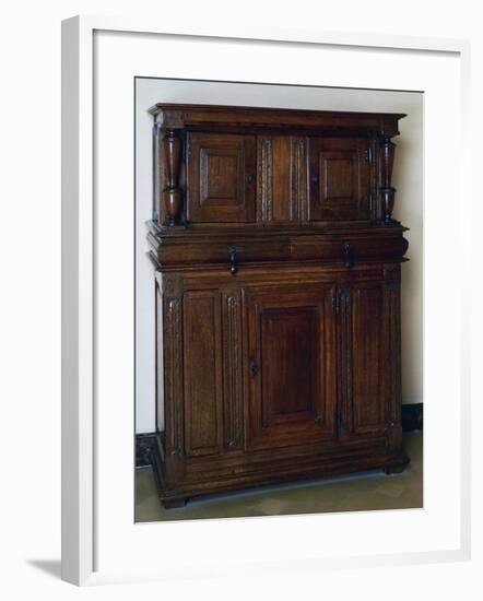 Louis XIII Style Walnut Double Sideboard with Panels Decorated with Cornices, France-null-Framed Giclee Print