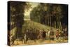 Louis XIII with a Hunting Party in the Forest at Marly-Sebastian Vrancx-Stretched Canvas