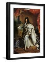 Louis XIV (1638-1715) in Royal Costume, 1701-Hyacinthe Rigaud-Framed Giclee Print