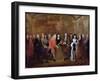 Louis XIV (1638-1715) Welcomes the Elector of Saxony, Frederick Augustus II (1670-1733)-Louis de Silvestre-Framed Giclee Print