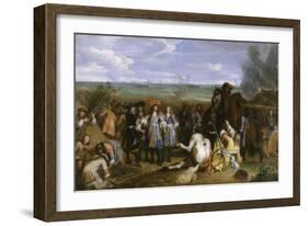 Louis XIV, accompagné de Turenne, du futur maréchal de Duras, visite sous le feu de l'ennemi les-Baudoin Yvart-Framed Giclee Print