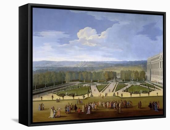 Louis XIV and His Court on a Promenade in the Gardens of Versailles-Etienne Allegrain-Framed Stretched Canvas