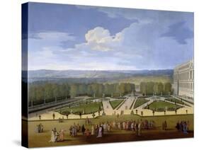 Louis XIV and His Court on a Promenade in the Gardens of Versailles-Etienne Allegrain-Stretched Canvas