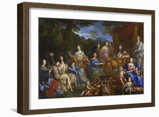 Louis XIV and the Royal Family as Divinities on Mt. Olympus-Jean Nocret-Framed Giclee Print