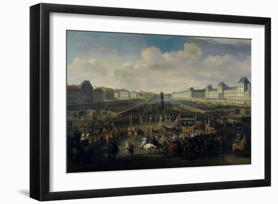 Louis XIV Approaching the Pont Neuf, Paris, 1674-Jan van Huchtenburgh-Framed Giclee Print