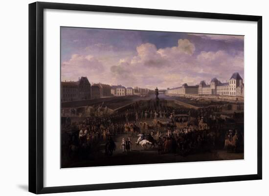 Louis XIV Approaching the Pont Neuf, Paris, 1674-Jan van Huchtenburgh-Framed Giclee Print