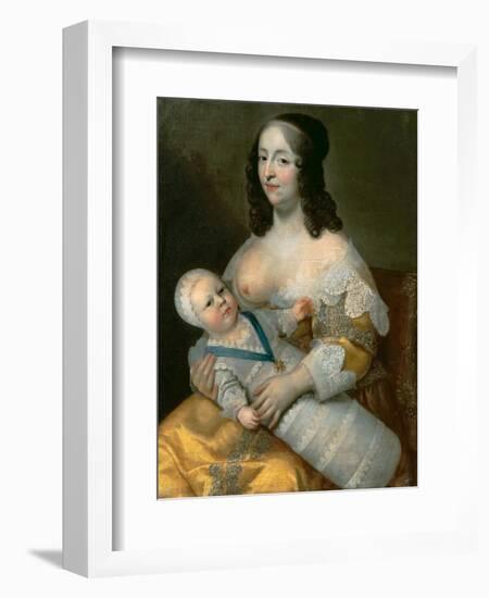 Louis XIV as an Infant with His Nurse Longuet De La Giraudière-Henri Beaubrun-Framed Giclee Print