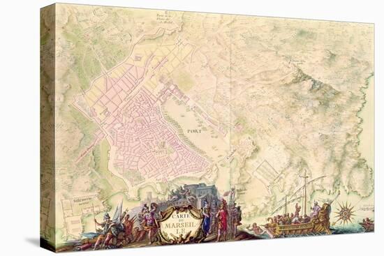 Louis XIV Atlas, Map and Plan of Marseille, 1683-88-Sebastien Le Prestre de Vauban-Stretched Canvas