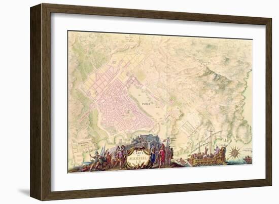 Louis XIV Atlas, Map and Plan of Marseille, 1683-88-Sebastien Le Prestre de Vauban-Framed Giclee Print