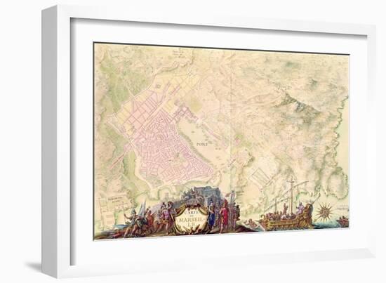 Louis XIV Atlas, Map and Plan of Marseille, 1683-88-Sebastien Le Prestre de Vauban-Framed Giclee Print