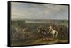 Louis XIV Crossing into the Netherlands at Lobith-Adam Frans van der Meulen-Framed Stretched Canvas