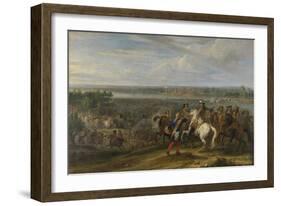 Louis XIV Crossing into the Netherlands at Lobith-Adam Frans van der Meulen-Framed Art Print