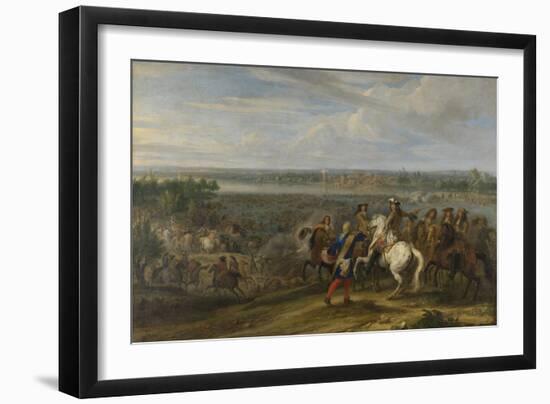 Louis XIV Crossing into the Netherlands at Lobith-Adam Frans van der Meulen-Framed Art Print