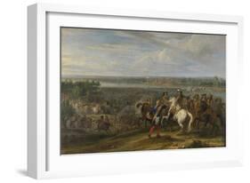 Louis XIV Crossing into the Netherlands at Lobith-Adam Frans van der Meulen-Framed Art Print