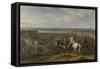 Louis XIV Crossing into the Netherlands at Lobith-Adam Frans van der Meulen-Framed Stretched Canvas