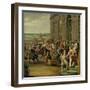 Louis XIV in Front of the Grotto of Thetis at Versailles, 1675-null-Framed Giclee Print