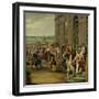 Louis XIV in Front of the Grotto of Thetis at Versailles, 1675-null-Framed Giclee Print