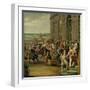 Louis XIV in Front of the Grotto of Thetis at Versailles, 1675-null-Framed Giclee Print