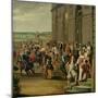 Louis XIV in Front of the Grotto of Thetis at Versailles, 1675-null-Mounted Giclee Print