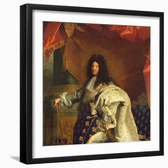 Louis XIV in Royal Costume, 1701 (Detail)-Hyacinthe Rigaud-Framed Giclee Print