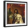 Louis XIV in Royal Costume, 1701 (Detail)-Hyacinthe Rigaud-Framed Giclee Print