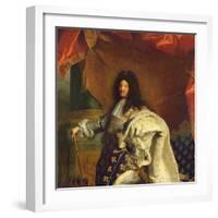 Louis XIV in Royal Costume, 1701 (Detail)-Hyacinthe Rigaud-Framed Giclee Print