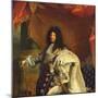 Louis XIV in Royal Costume, 1701 (Detail)-Hyacinthe Rigaud-Mounted Giclee Print