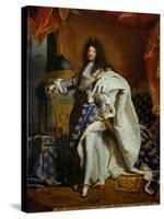 Louis XIV, King of France (1638-1715) in Royal Costume, 1701-Hyacinthe Rigaud-Stretched Canvas