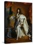 Louis XIV, King of France (1638-1715) in Royal Costume, 1701-Hyacinthe Rigaud-Stretched Canvas