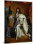 Louis XIV, King of France (1638-1715) in Royal Costume, 1701-Hyacinthe Rigaud-Mounted Giclee Print