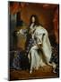 Louis XIV, King of France (1638-1715) in Royal Costume, 1701-Hyacinthe Rigaud-Mounted Premium Giclee Print