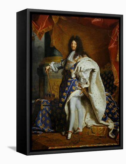 Louis XIV, King of France (1638-1715) in Royal Costume, 1701-Hyacinthe Rigaud-Framed Stretched Canvas