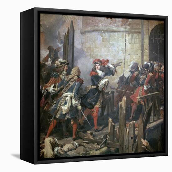 Louis XIV Leads the Assault of Valenciennes, 17th Century-Jean Alaux-Framed Stretched Canvas