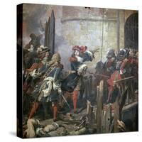 Louis XIV Leads the Assault of Valenciennes, 17th Century-Jean Alaux-Stretched Canvas