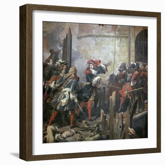 Louis XIV Leads the Assault of Valenciennes, 17th Century-Jean Alaux-Framed Giclee Print