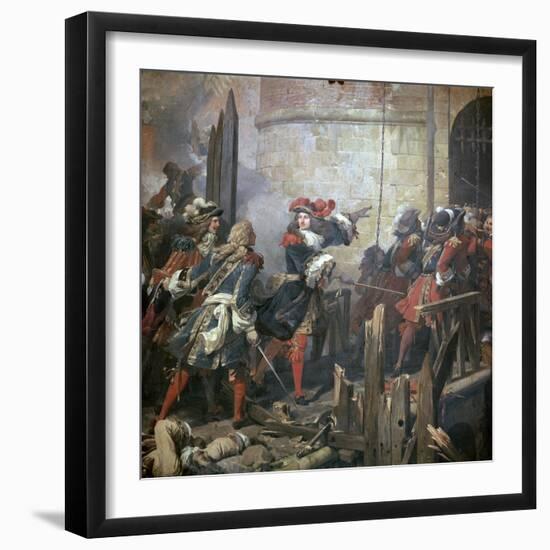 Louis XIV Leads the Assault of Valenciennes, 17th Century-Jean Alaux-Framed Giclee Print