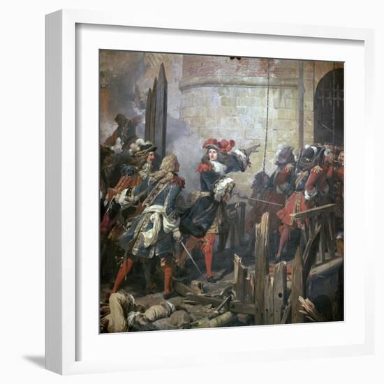 Louis XIV Leads the Assault of Valenciennes, 17th Century-Jean Alaux-Framed Giclee Print